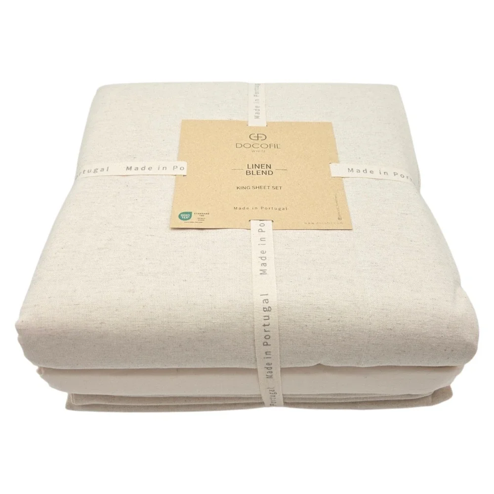 Docofil Linen And Cotton Blend King Sheet Set 4pc Natural Color Made In Portugal
